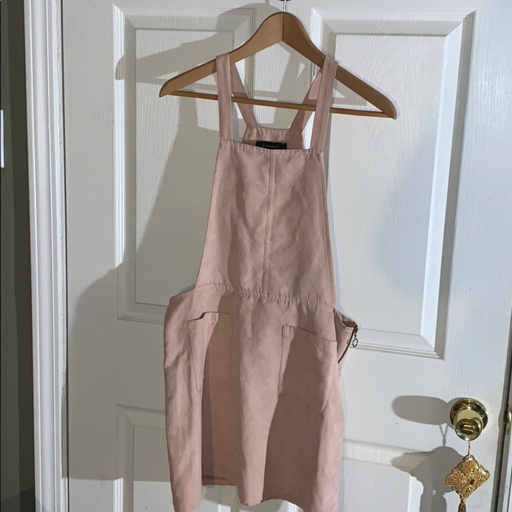 Pink faux suede jumper dress